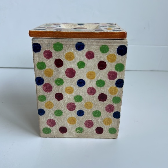 Vintage Revelation Japan cream polka dot rectangular canister w lid cookie jar - Picture 2 of 16